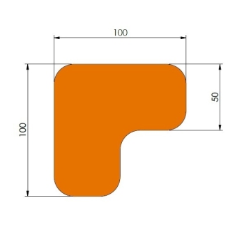 X-treme, 90° afgeronde hoek, oranje, 10cm x 10cm x 5cm, aantal/set=75st.