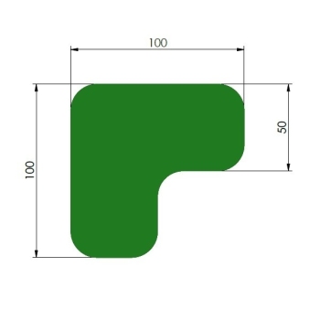 X-treme, 90° afgeronde hoek, groen, 10cm x 10cm x 5cm, aantal/set=75st.