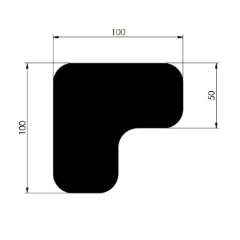 X-treme, 90° afgeronde hoek, zwart, 10cm x 10cm x 5cm, aantal/set=75st.