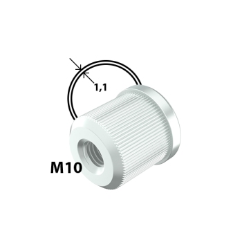 M10 insert nut, 1,1mm stainless steel tube M10 insert nut, 1,1mm stainless steel tube