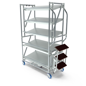 Orderpickkar 1000x500mm schuine legborden vijfde wiel trap