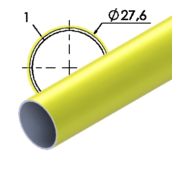 Rura stalowa powlekana na żółto, 27,6x1mm, dł. 4m
