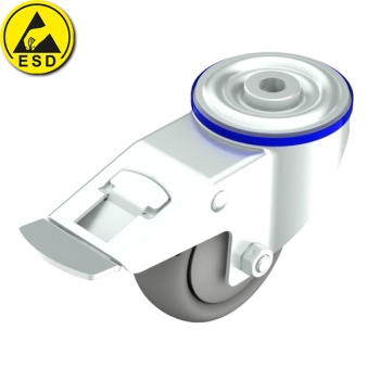 Swivel castor with bolt hole 80mm esd braked, tpk, M12, 80kg