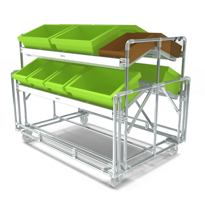 Flowrack with shelves